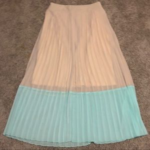 Pleated See Through Knee Length Skirt